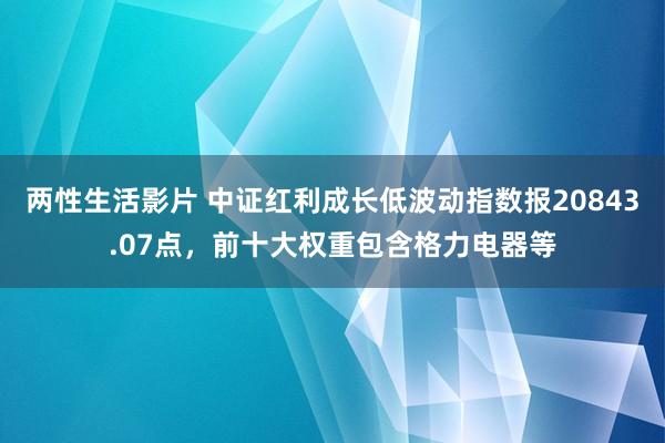 两性生活影片 中证红利成长低波动指数报20843.07点，前十大权重包含格力电器等