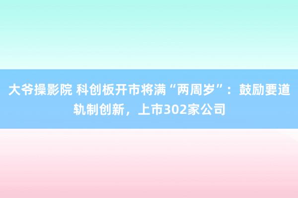 大爷操影院 科创板开市将满“两周岁”：鼓励要道轨制创新，上市302家公司