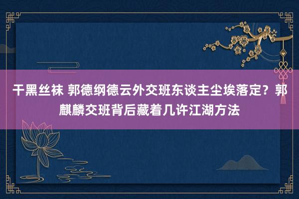 干黑丝袜 郭德纲德云外交班东谈主尘埃落定？郭麒麟交班背后藏着几许江湖方法