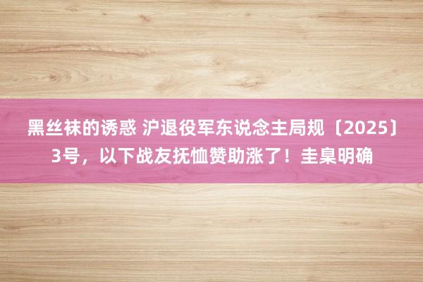 黑丝袜的诱惑 沪退役军东说念主局规〔2025〕3号，以下战友抚恤赞助涨了！圭臬明确