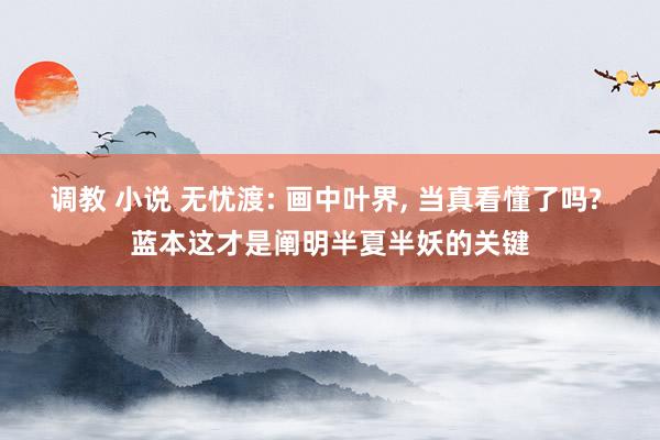 调教 小说 无忧渡: 画中叶界, 当真看懂了吗? 蓝本这才是阐明半夏半妖的关键