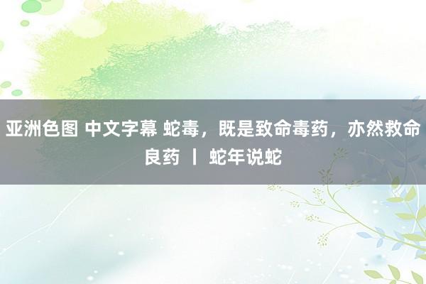 亚洲色图 中文字幕 蛇毒，既是致命毒药，亦然救命良药 丨 蛇年说蛇