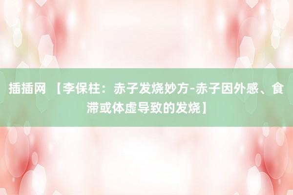 插插网 【李保柱：赤子发烧妙方-赤子因外感、食滞或体虚导致的发烧】