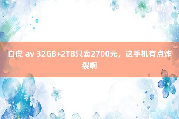 白虎 av 32GB+2TB只卖2700元，这手机有点炸裂啊